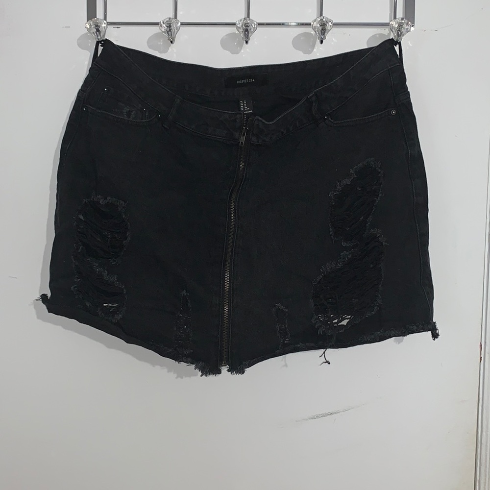 Distressed Black Mini Skirt Size 14